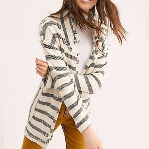 Free People Beach Women’s Myles Stripe Cardigan Navy and White Size Large